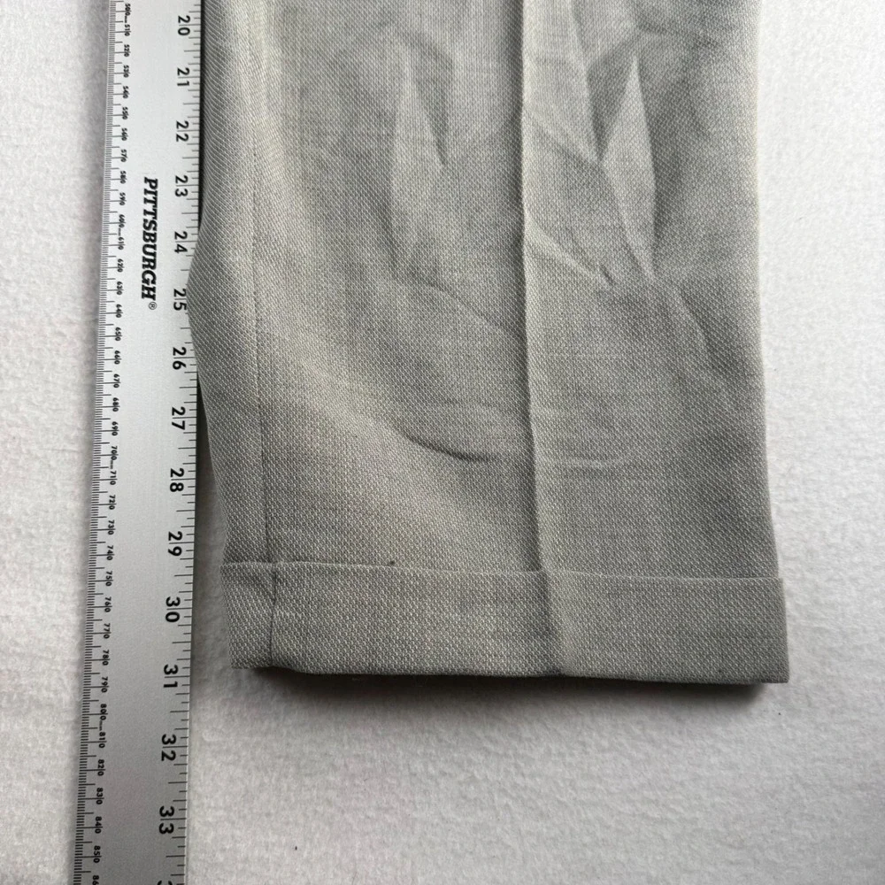 Slates Mens Pleated Dress Pants Gray Wool Blend Cuffed Trousers 36x34